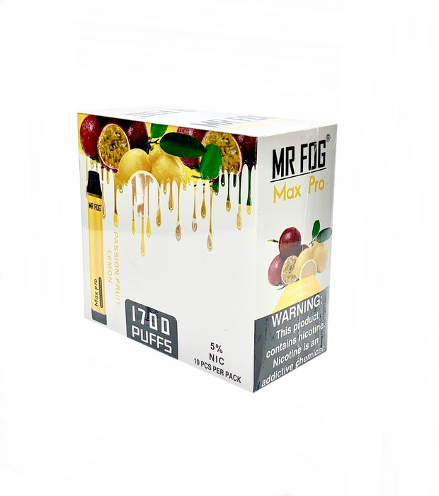 (10ct) Mr Fog Max Pro 1700 Puffs Passion Fruit Lemon $4.5 EA