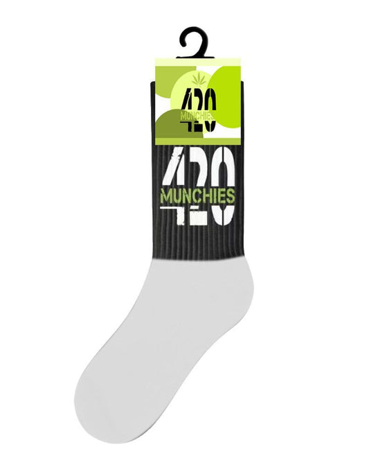(12ct) 420 Munchies Crew Socks Black and White $2.5 EA