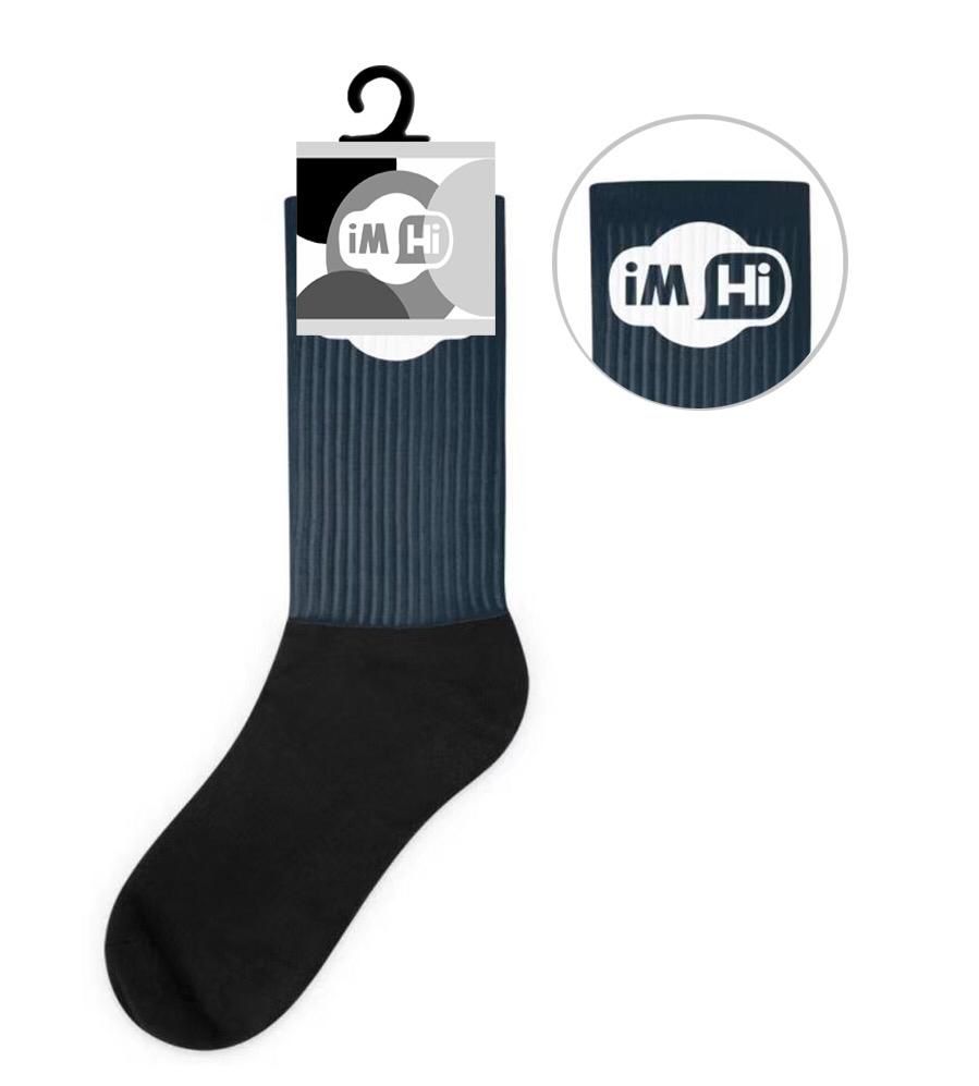(12ct) iM Hi Crew Socks Black and Blue $2.5 EA