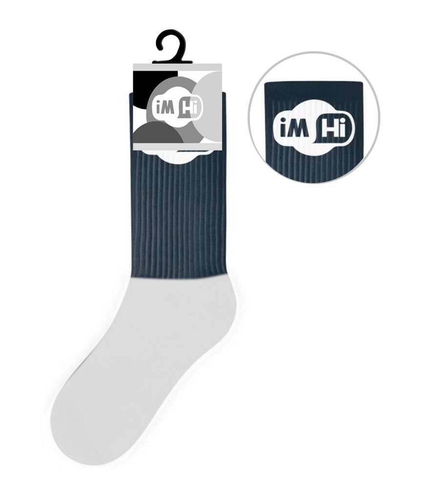 (12ct) iM Hi Crew Socks Blue and White $2.5 EA