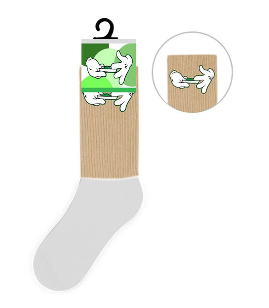(12ct) Rolling Papers Crew Socks Tan and White $2.5 EA
