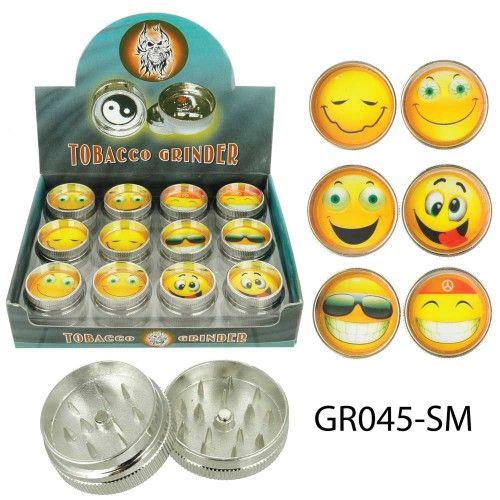 (24ct) 2-Piece 30mm Smiley Face Novelty Grinders $1.5 EA