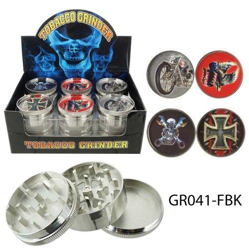 (12ct) 3-Piece 51mm Biker Novelty Grinders $2.75 EA