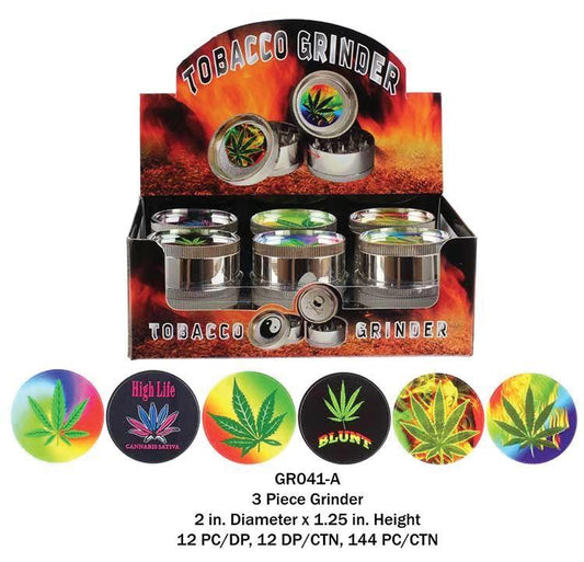 (12ct) 3-Piece 51mm Leaf Novelty Grinders $2.75 EA