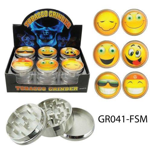 (12ct) 3-Piece 51mm Smiley Face Novelty Grinders $2.75 EA